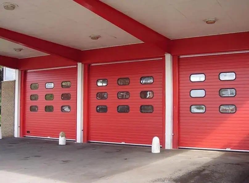 sectional overhead door red