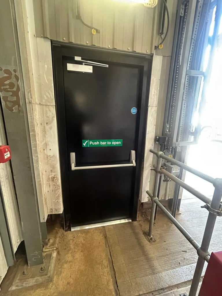 steel fire escape door black inside